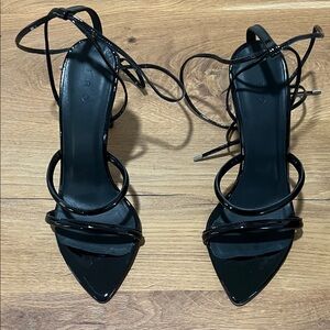IRO Patent Leather Lace Up Stiletto Heels Black 37 US 6.5